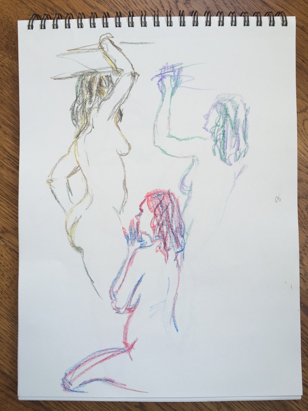 2-minute crayon sketches of a nude woman, by Lisa Hsia, January 2018