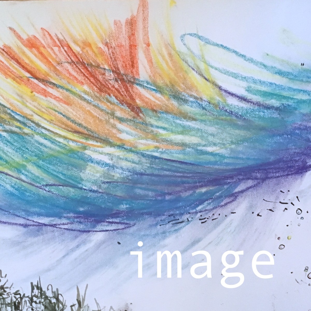The word "image" on a pastel rainbow scribble