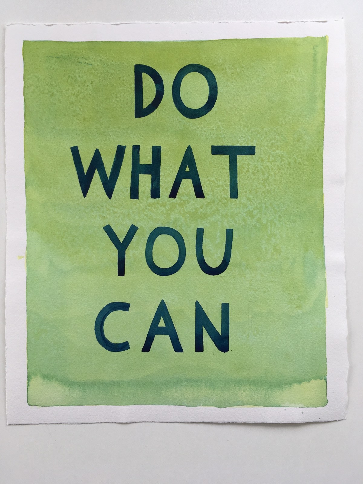 Hand-lettered "Do What You Can" on green watercolor background