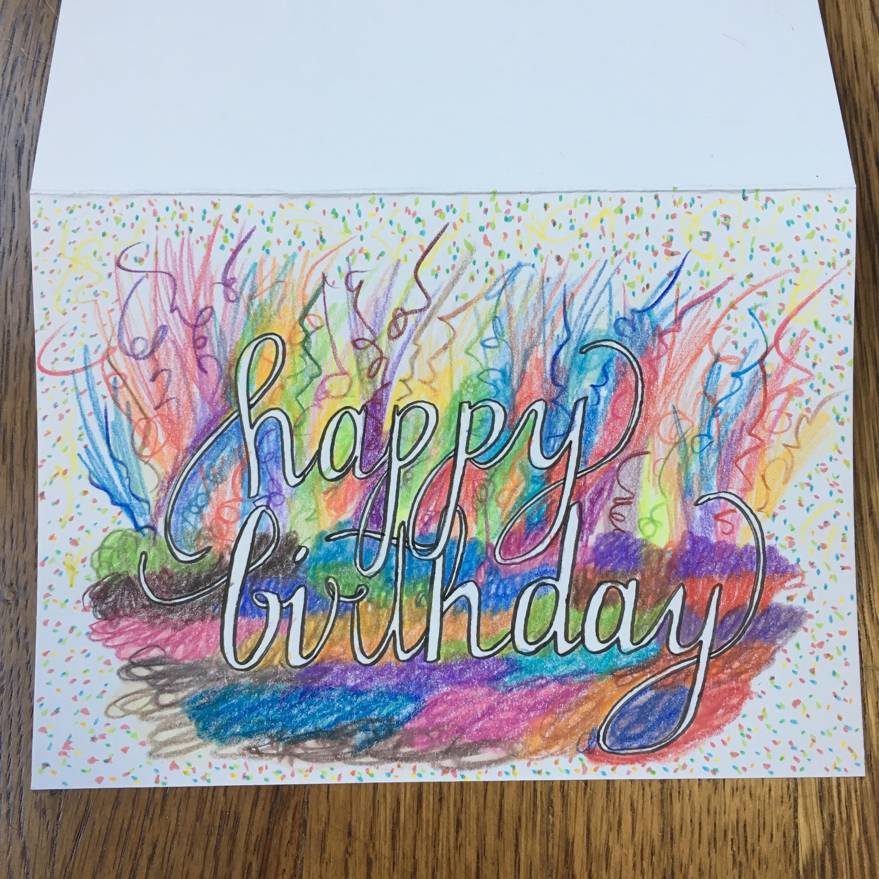 Colorful hand-drawn birthday card