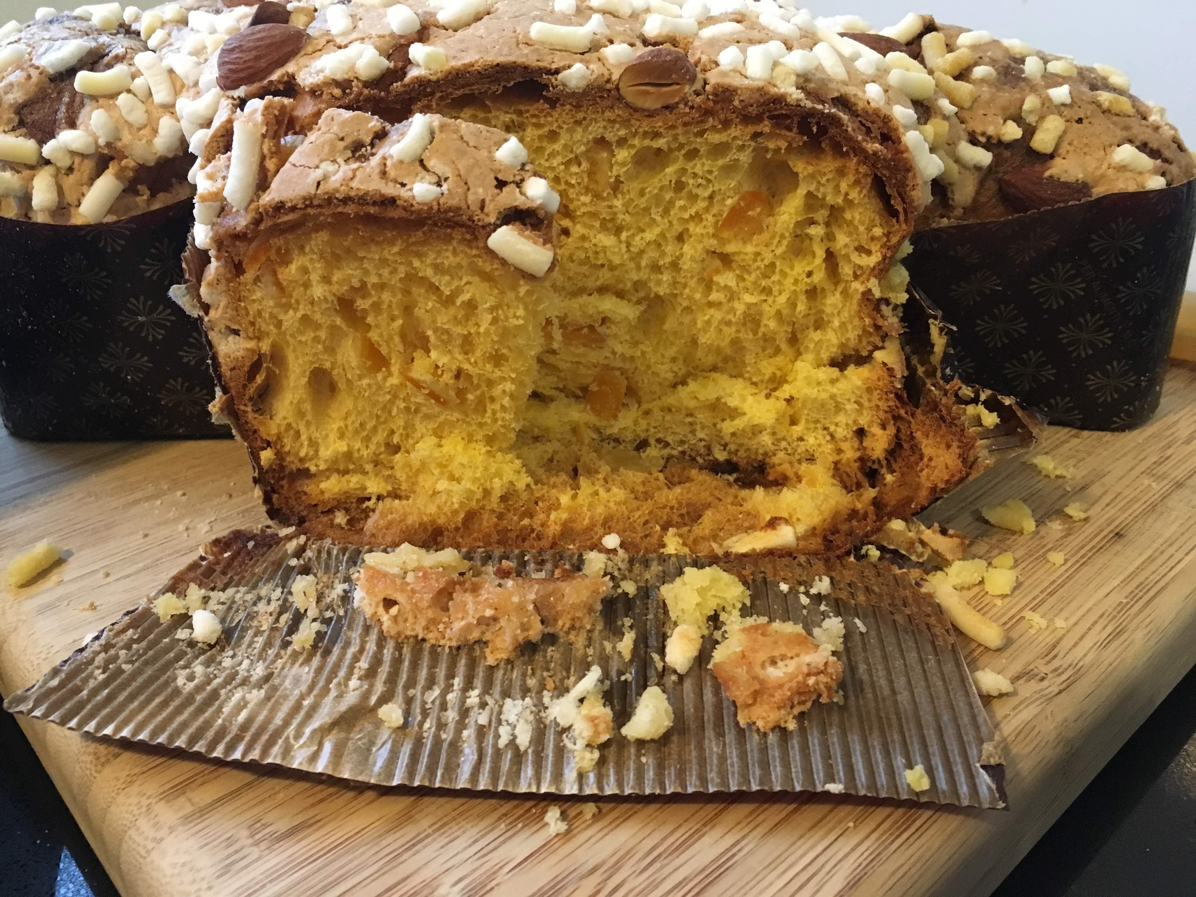 Colomba di pasqua (Italian Easter bread) with slices cut off