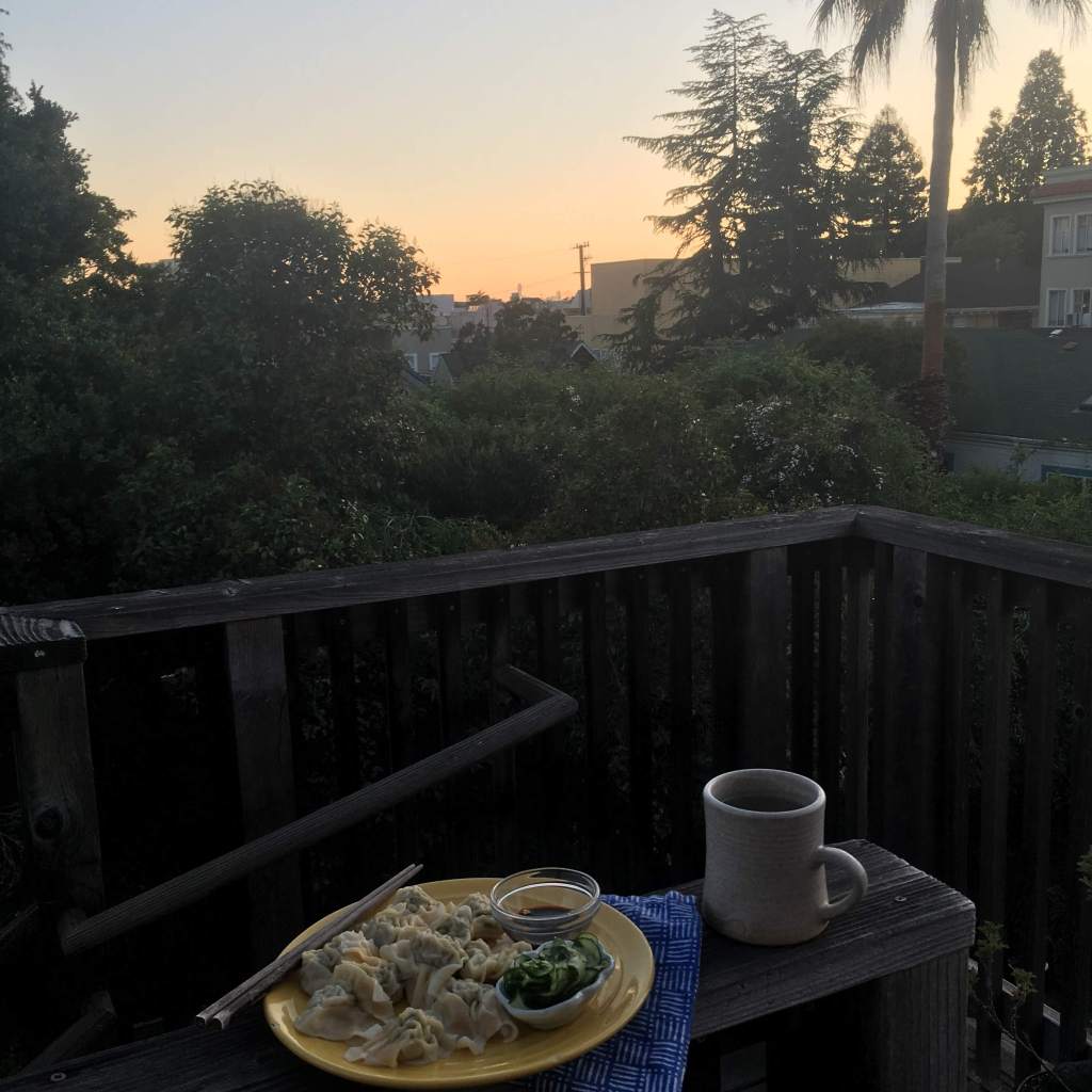Dinner on the deck at sunset